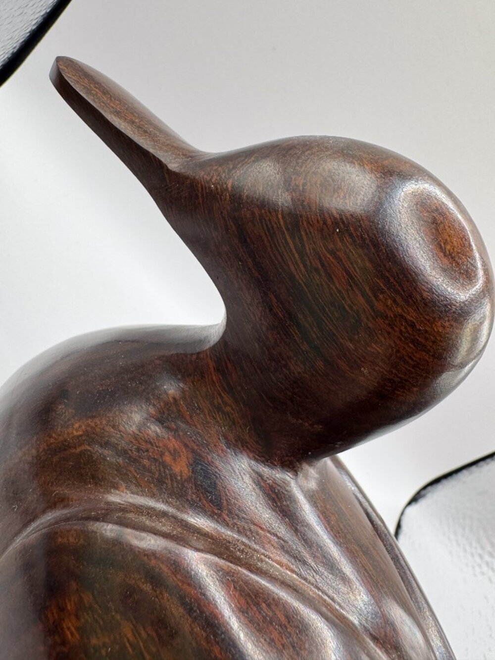 Vintage Hand Carved Ironwood Duck Sculpture Heavy Bird Figurine Decor - Picture 3 of 9